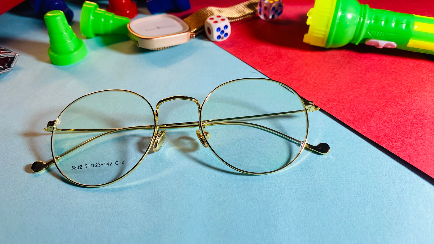 Classic Round Gold Metal Eyeglasses