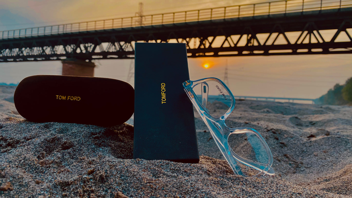 Premium Tom Ford Clear Crystal Optical Frames with Original Velvet Case & Box