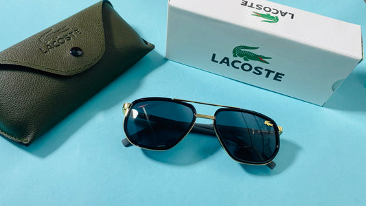 Lacoste Navigator Aviator Sunglasses – Black & Gold Frame with Original Case & Box