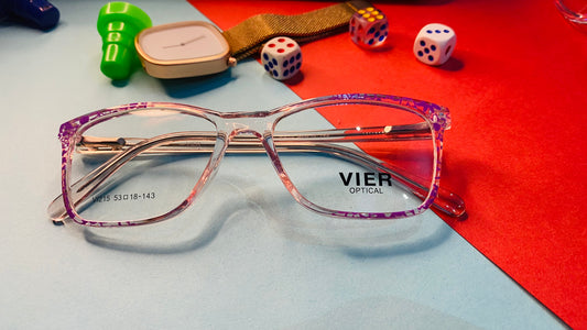 VIER Optical VI215 Clear Purple Floral Eyeglass Frames