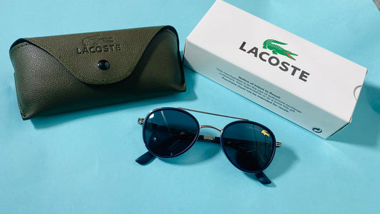 Lacoste Navigator Sunglasses – Black & Gold Square Frame with Original Case & Box