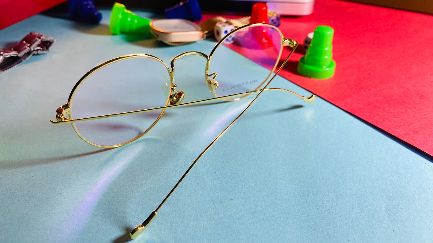 Classic Round Gold Metal Eyeglasses