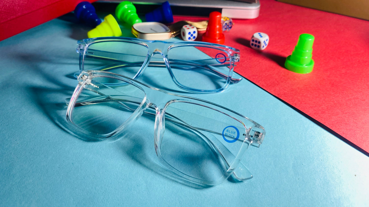 Crystal Clear Square Blue Light Blocking Glasses – Modern Transparent Unisex Computer Frames
